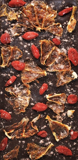 Grapefruit Goji Berries and Himalayan Black Salt with Dark Chocolate