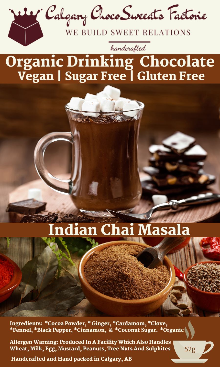 Indian Chai Masala - Organic Drinking Chocolate