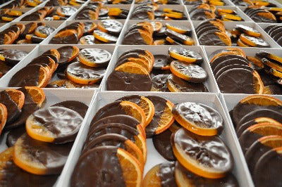 Dried & Candied Oranges Dipped in Dark Chocolate