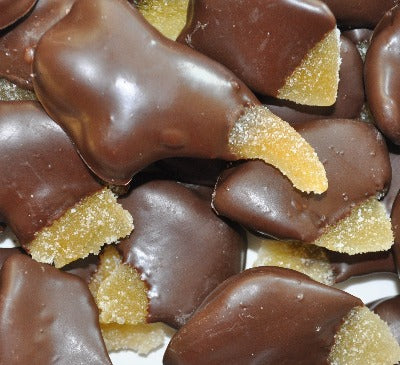 Candied Ginger Dipped in Milk Chocolate