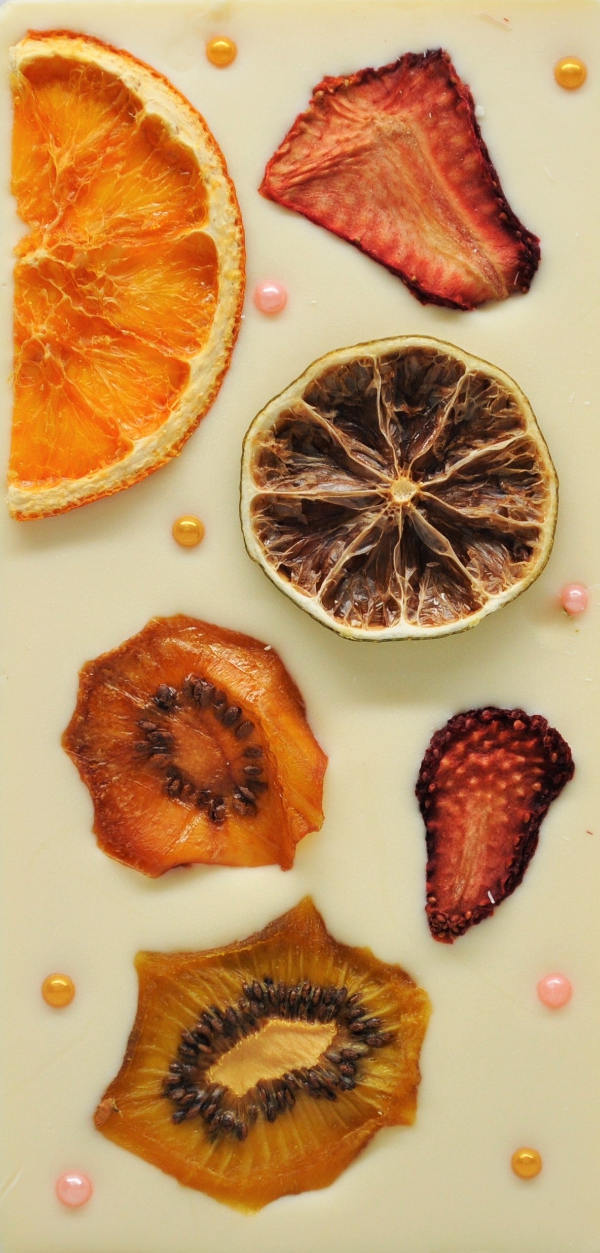 Dried Orange, Strawberry, Kiwi, Lime with White Chocolate