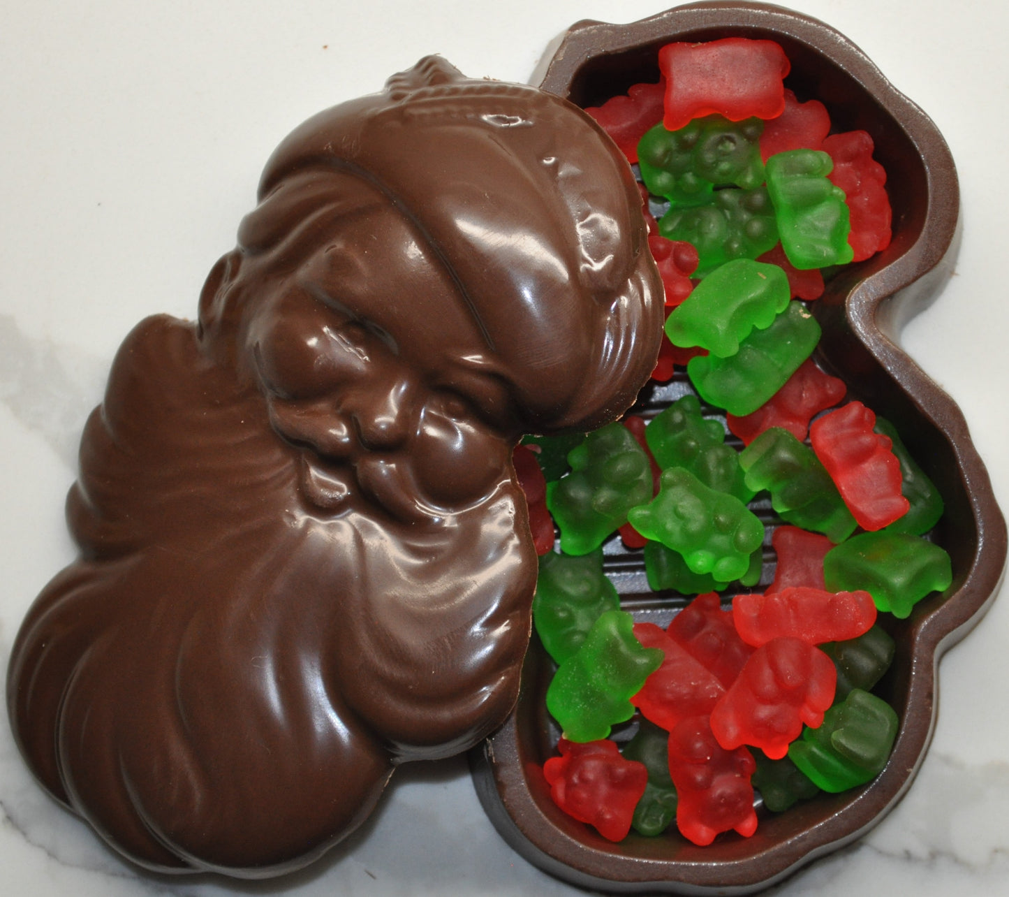 Santa Face Christmas Chocolate Gift Box with Gummy Bear