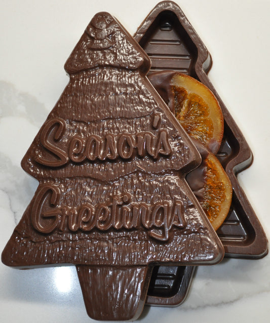 Medium Christmas Tree shaped Chocolate Gift Box with Candied Orange Slices