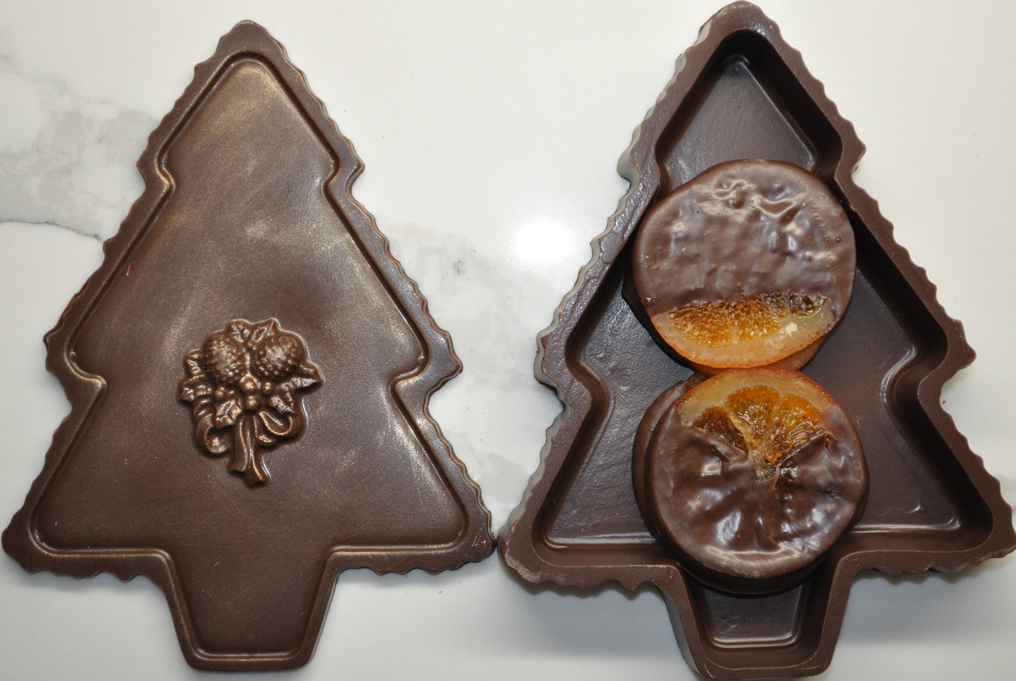 Large Christmas Tree shaped Chocolate Gift Box with Candied Orange Slices