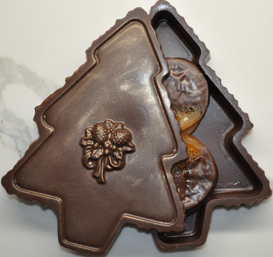 Large Christmas Tree shaped Chocolate Gift Box with Candied Orange Slices